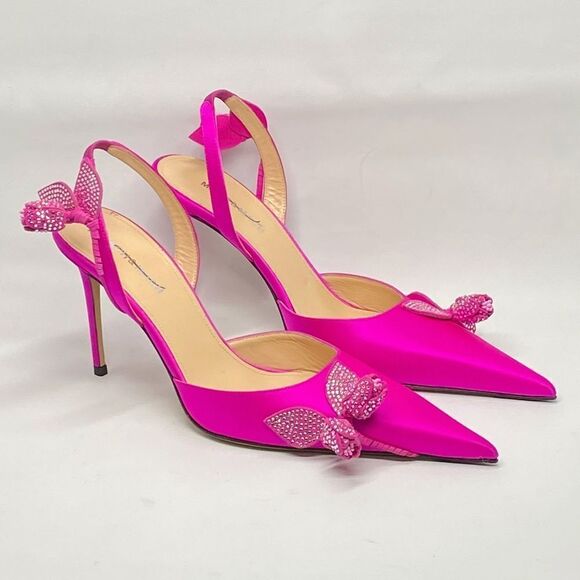 Mach & Mach Wonder Tulip 95MM Silk & Crystal Slingback Pumps size 40 - Picture 3 of 15